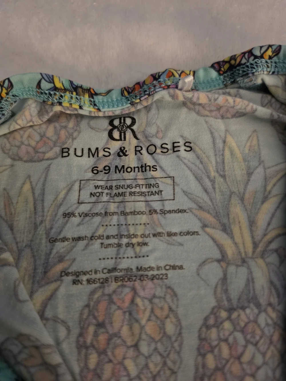 Bums & Roses Feelin' Pine Bamboo Zippy 6-9m